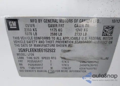 2014 Chevrolet Equinox Ls from USA, damaged, VIN 2GNFLEEK0E6162922